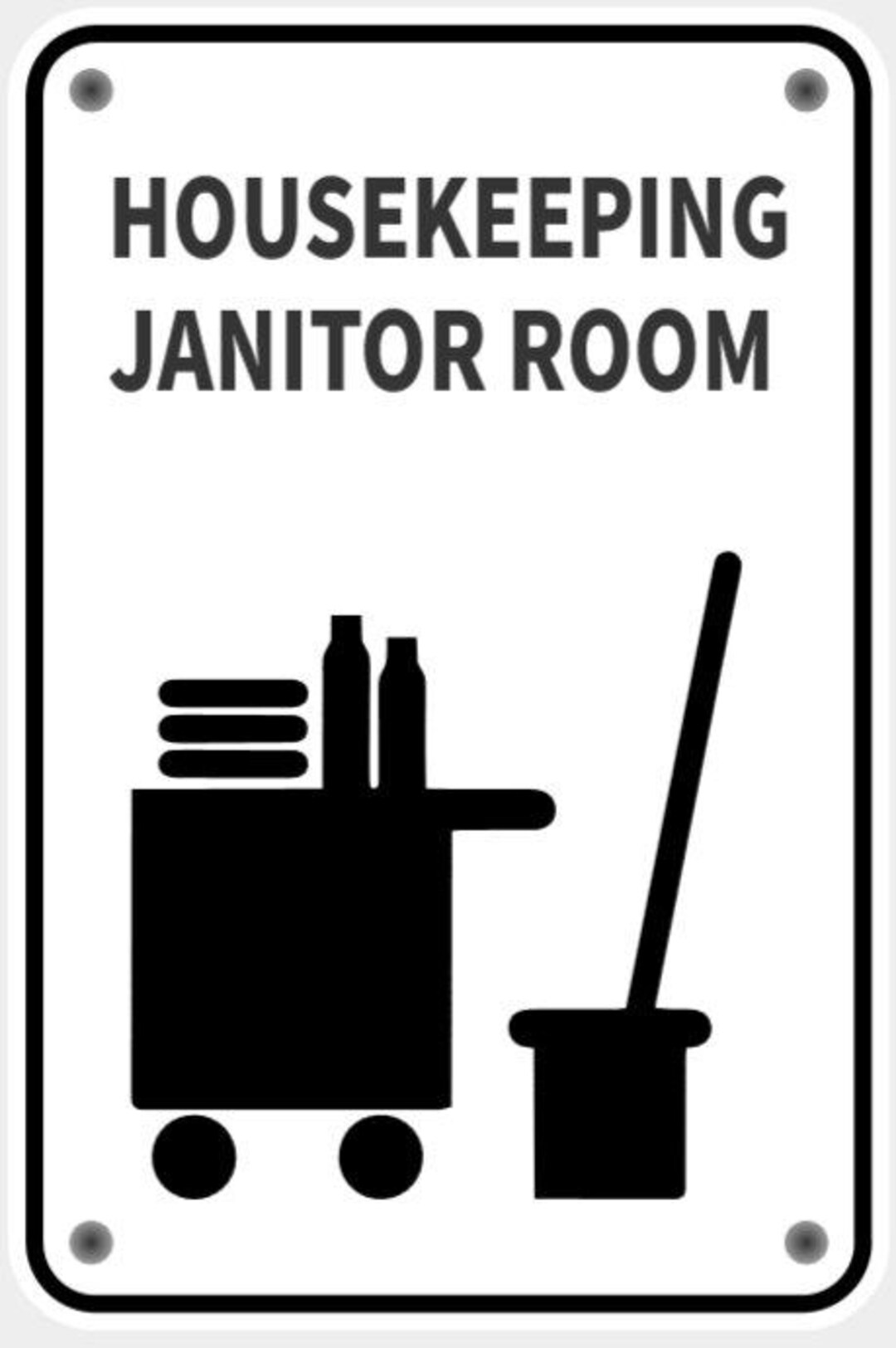 Housekeeping Lettering Janitor Room Housekeeping Door Sign in Vibrant White With Black ...