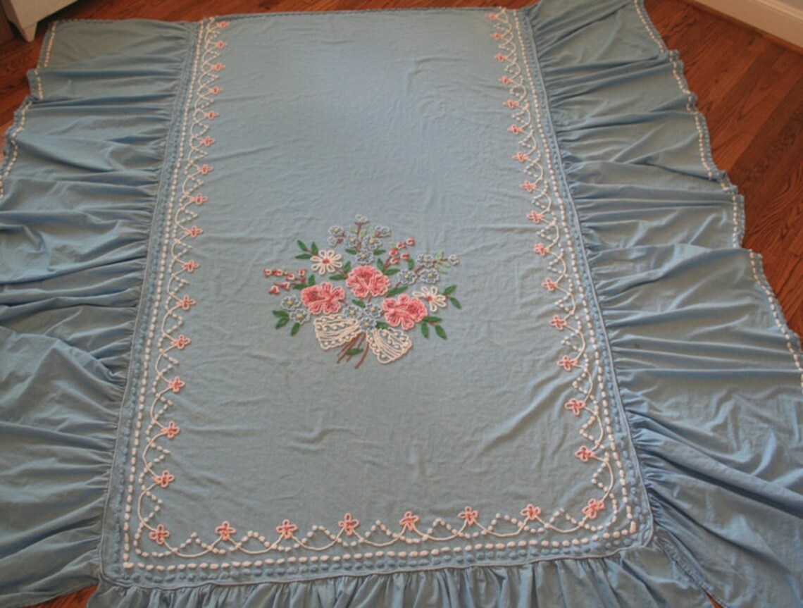 Vintage Chenille Bedspread Cabin Craft Chenille Needletuft Etsy