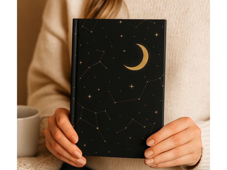 Crescent Moon Constellations Hardcover Matte Journal, 150 Lined Pages, Perforated Tear-Outs, Flexible Case Wrap image 8