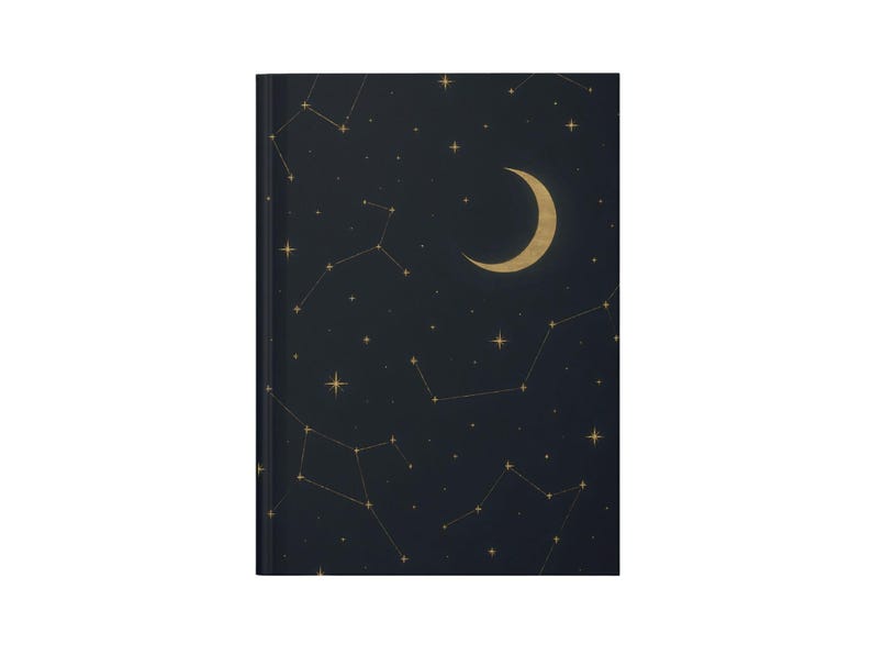 Crescent Moon Constellations Hardcover Matte Journal, 150 Lined Pages, Perforated Tear-Outs, Flexible Case Wrap image 2