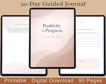 Journal guidé de 30 jours : positivité, gratitude et réflexion (téléchargement numérique imprimable)