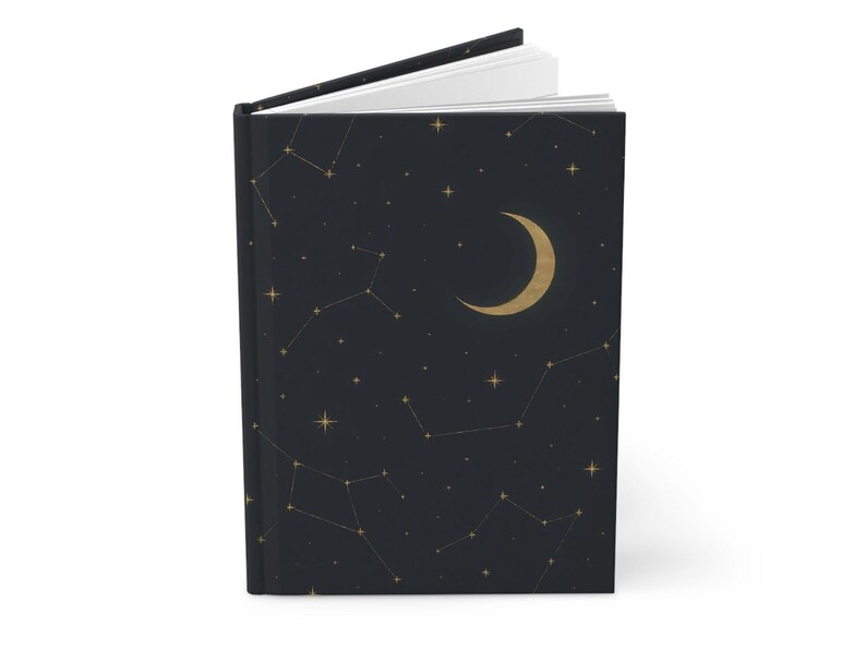 Crescent Moon Constellations Hardcover Matte Journal, 150 Lined Pages, Perforated Tear-Outs, Flexible Case Wrap image 4