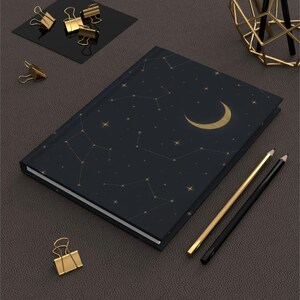 Crescent Moon Constellations Hardcover Matte Journal, 150 Lined Pages, Perforated Tear-Outs, Flexible Case Wrap image 7