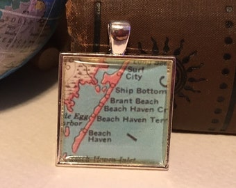 Long Beach New Jersey Map Pendant