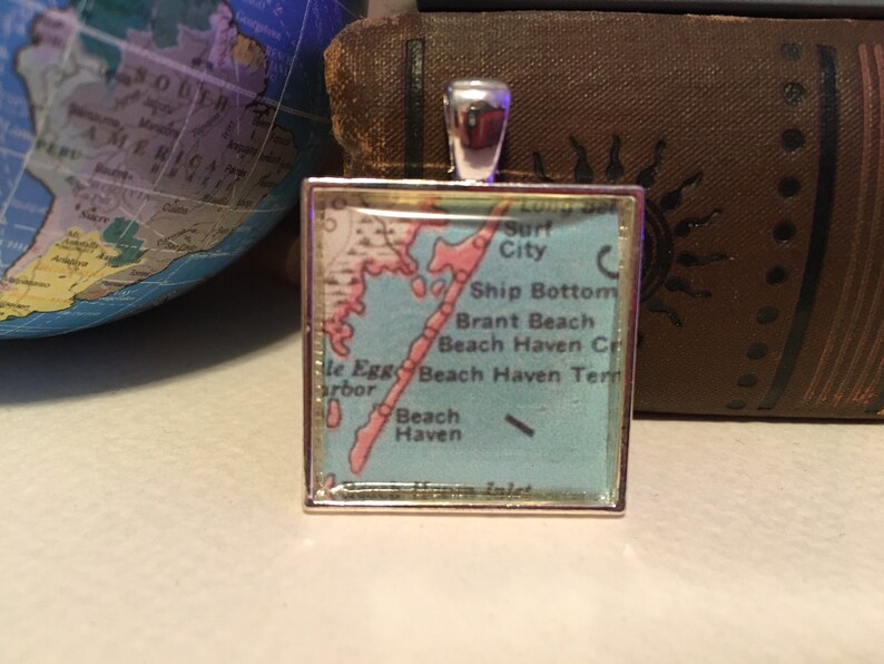 Long Beach New Jersey Map Pendant image 2