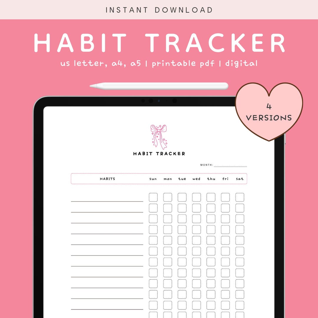 Monthly Habit Tracker Printable | 30 Day Habit Challenge, Self Care ...