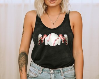 Camiseta sin mangas con estampado gráfico DTG de mamá de béisbol para mujer