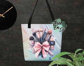 Borsa tote per la spesa con fiocco, pennellate grafiche, colori pastello, sfondo, stampa a sublimazione