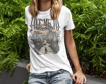 Camiseta feminina estampada DTG Halloween Leve-me para Salem