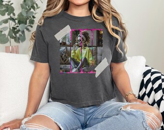 tired skeleton mom drinking coffee distressed DTG printed womens graphic boxy tee