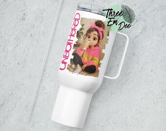 unbothered tired mom drinking coffee distressed graphic sublimation printed 40oz tumbler