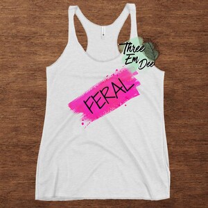 feral brush stroke background DTG printed womens casual tank top