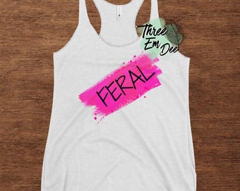 feral brush stroke background DTG printed womens casual tank top