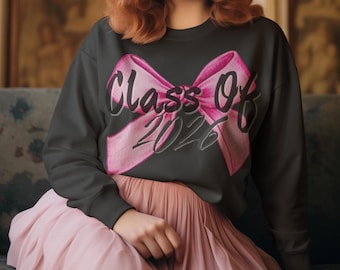 class of 2026 brushstroke bow DTG printed cozy graphic sweatshirt