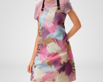 pastel colorful brushstroke sublimation printed apron