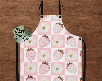 trendy pattern strawberries and flowers sublimation printed apron