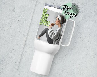 but first coffee tired mom distressed graphic sublimation printed 40oz tumbler