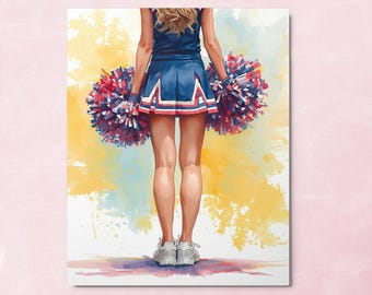 Arte de animadora con pinceladas de acuarela, impresión en metal por sublimación de 40 x 50 cm.
