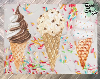 Manta de 60 x 80 cm con estampado de sublimación de conos de helado y chispas de acuarela de verano