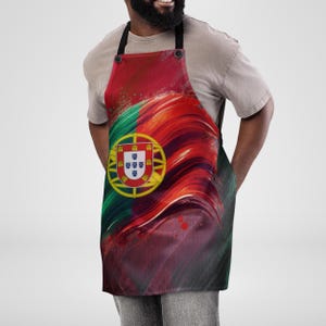 colorful brushstroke Portugal flag graphic sublimation printed apron