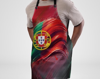 colorful brushstroke Portugal flag graphic sublimation printed apron