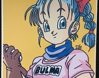 Brilliant Bulma Art Print: Dragonball Character, Glossy Photo Paper (8.5x11)