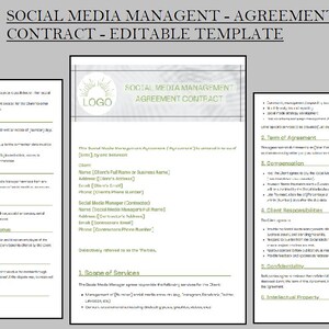 Free Editable Invoice Template, Social Media Manager Contract, and Social Media Management Agreement