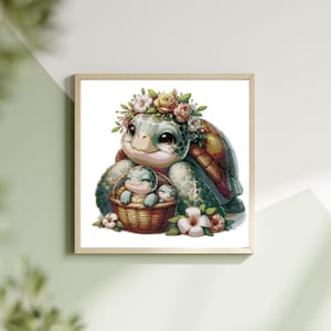 Prachtige schildpad en haar baby pdf-patroon kruissteekpatroon Keeper