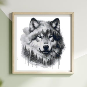 Double Exposure Wolf Cross Stitch Pattern: Advanced PDF Chart