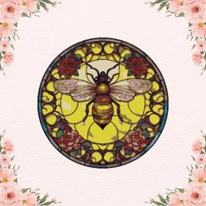 Cross Stitch Pattern Bee stained glass Digital PDF Pattern Keeper Compatible