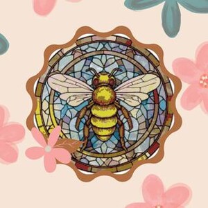 Cross Stitch Pattern Bee stained glass Digital PDF Pattern Keeper Compatible