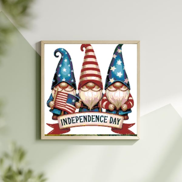 Cross Stitch Pattern - Patriotic Gnomes -  PDF Download - Pattern Keeper Compatible