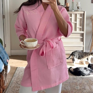 Personalized Embroidered Cotton Blend Bath Robe | Custom Monogram