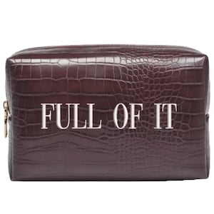 Croc Vegan Leather Embroidered Makeup Bag: Personalized Cosmetic Bag