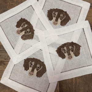 Set of Customized Animal Embroidered Cocktail Napkins I Cocktail napkins I Embroidered Cocktail Napkins I Custom Dog Cocktail Napkins