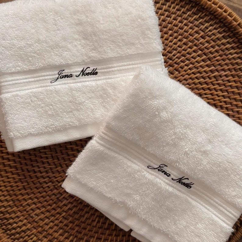 Custom Embroidered Hand Towel: 100% White Cotton Gift