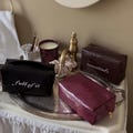 Croc Vegan Leather Embroidered Makeup Bag: Personalized Cosmetic Bag