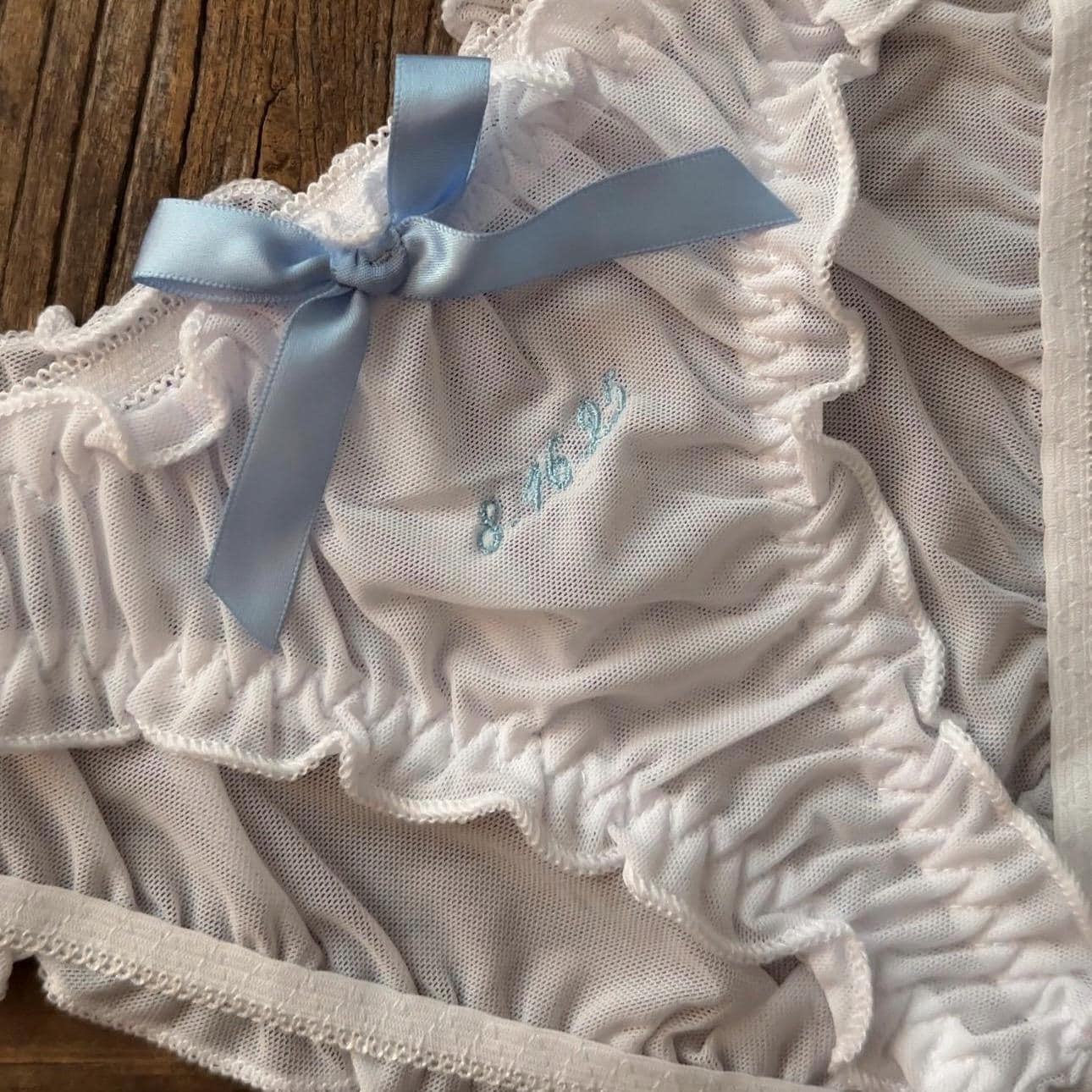 Custom Wedding Date White Mesh Underwear