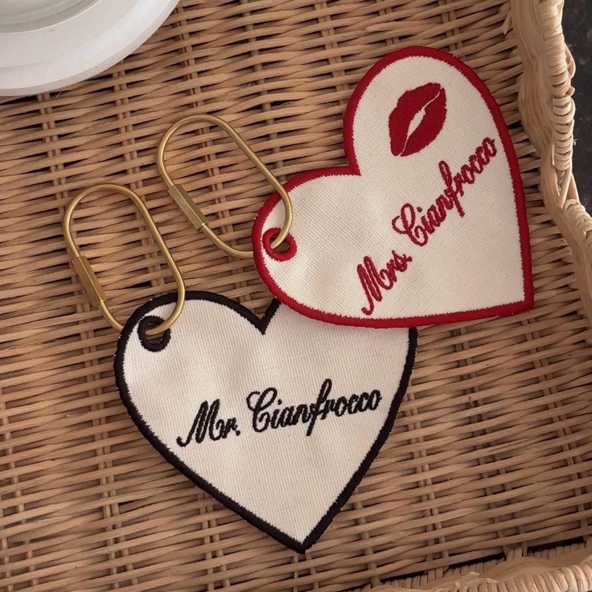 Custom Embroidered Heart Luggage Tag Set