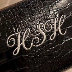 Croc Vegan Leather Embroidered Makeup Bag: Personalized Cosmetic Bag