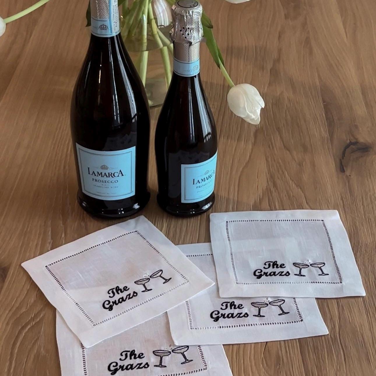 Set of Customized Engagment Embroidered Cocktail Napkins I Cocktail napkins I Embroidered Cocktail Napkins I Engagment Gift I