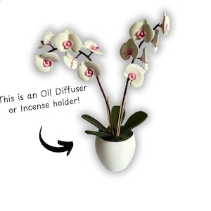Aromatic Orchid Oil Diffuser - Handmade Incense Holder with Spinning Leaves - Unique Home Decor Gift