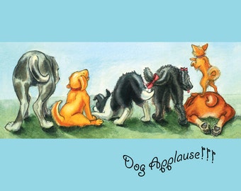 Congrats Card with Puppy Dog Tails Wagging in Celebration