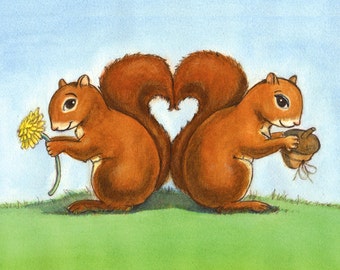 Squirrel Romance and/or Valentine Card