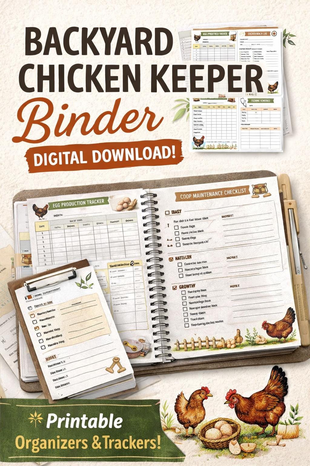 Chicken Coop Planner Printable | Egg Tracker & Chicken Health Log ...