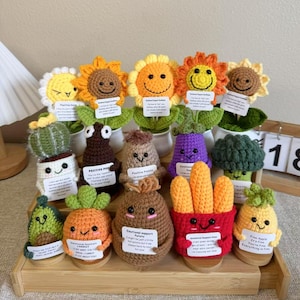 Positive Crochet Sunflower/Heart Plant,Emotional Support Plant,Sunflower Gift,Gifts For Her,Home Decor,Thank You For Helping Me Grow
