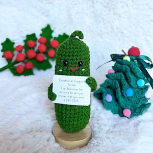 Crochet Pickle Plant: Handmade Emotional Support Gift, Funny Coworker Gift, Positive Desk Buddy, Handmade Crochet Gift