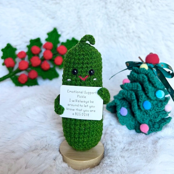 Crochet Pickle Plant: Handmade Emotional Support Gift for Birthday, coworkers, boyfriend