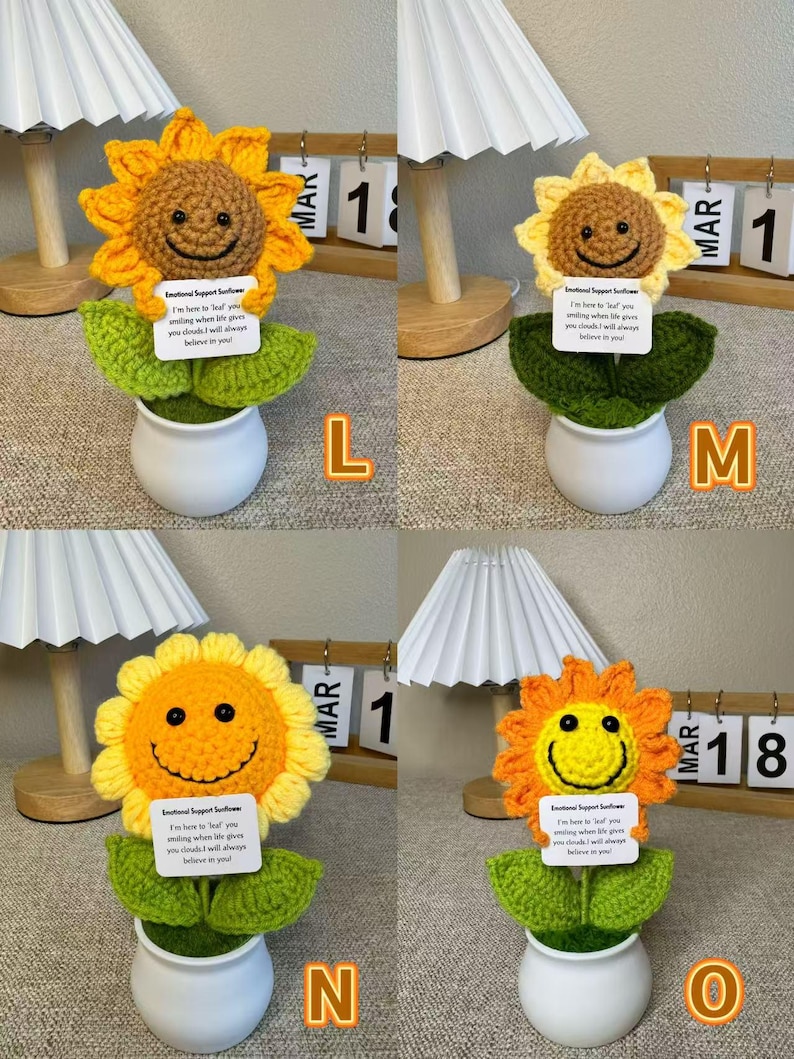 Sunflower Emotional Support Crochet, Handmade Positive Flower Plant