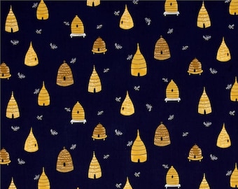 Bee Hives - Navy - Dear Stella Fabrics - Cotton Fabric